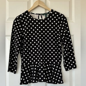 Lauren Ralph Lauren Polka Dot Top with Peplum‎